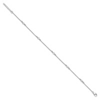 Sterling Silver Rhodium-plated Bezel CZ 5-Station Plus 1 Inch Extender - Total 10 Inch Anklet, 9" view 3