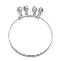 Sterling Silver D C & Textured Bells Adjustable Children's Bangle Bracelet view 3