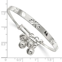 Sterling Silver D C & Textured Bells Adjustable Children's Bangle Bracelet view 2