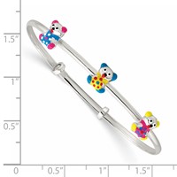 Sterling Silver Multi-color Enamel Teddy Bear Expandable Bangle view 3