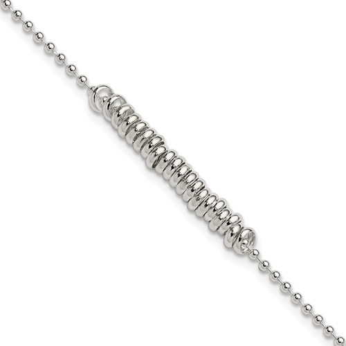 Sterling Silver Polished Fancy Love Ring Anklet - 9in