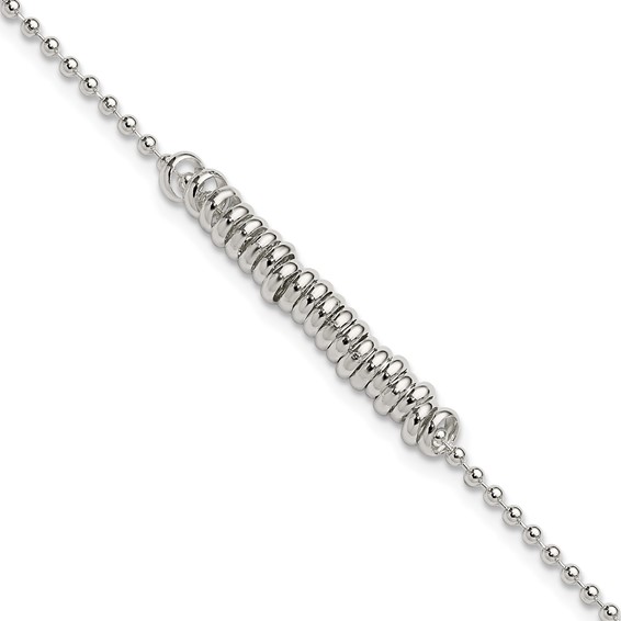 Sterling Silver 9inch Polished Fancy Love Ring Anklet