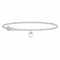 Sterling Silver Heart Dangle Anklet view 3