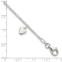 Sterling Silver Heart Dangle Anklet view 4