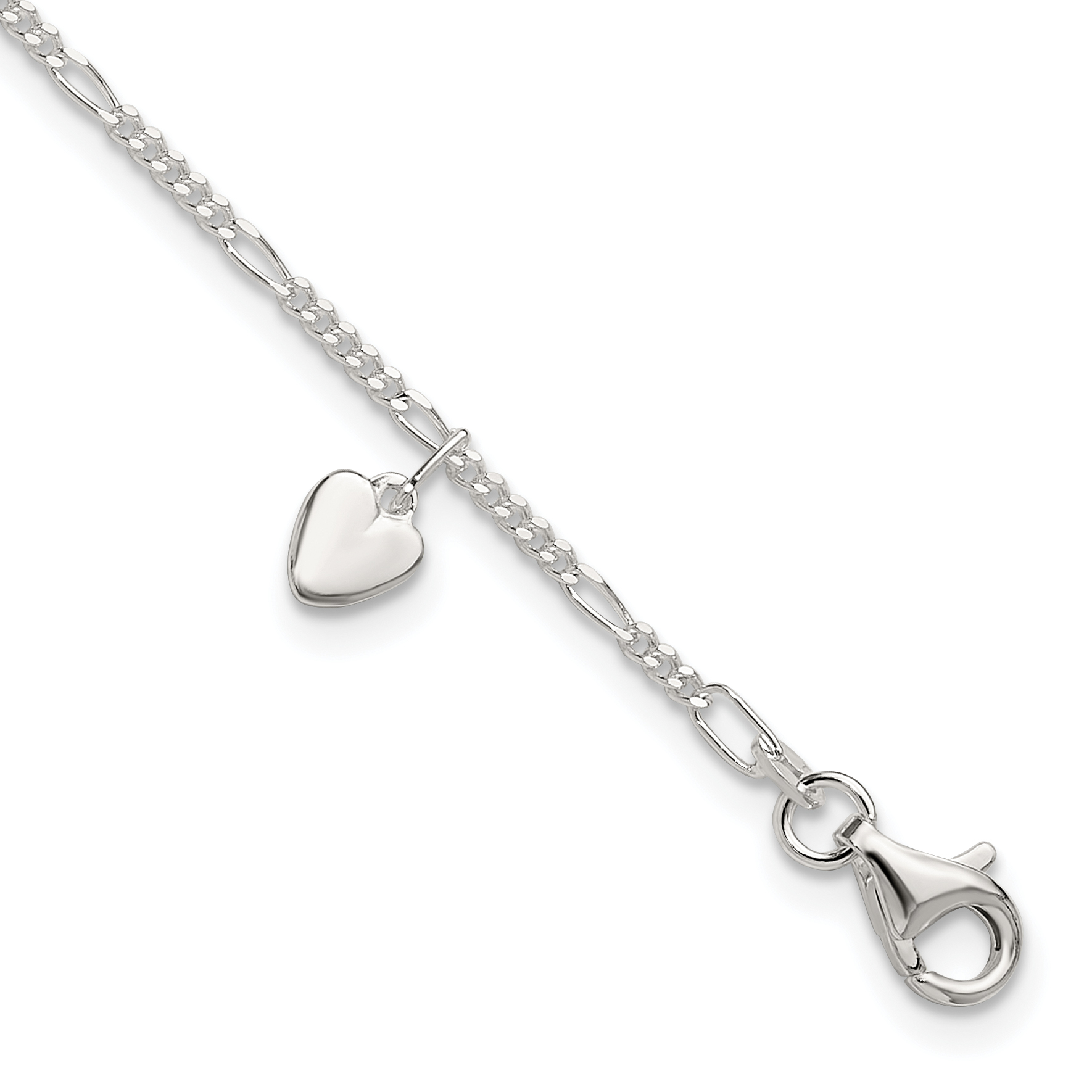Sterling Silver Heart Dangle Anklet (QG289-9)
