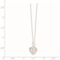 Sterling Silver Polished Puffed Filigree Heart Necklace, 18" view 3