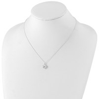 Sterling Silver Polished Puffed Filigree Heart Necklace, 18" view 4