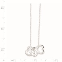 Sterling Silver Polished Fancy 3- Heart 18 Inch Necklace view 3