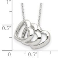 Sterling Silver Polished Fancy 3- Heart 18 Inch Necklace view 5