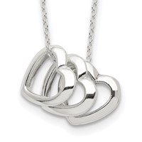 Sterling Silver Polished Fancy 3- Heart 18 Inch Necklace view 1