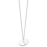 Sterling Silver Polished Engravable 18mm Double Heart 18 Inch Necklace view 2