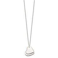 Sterling Silver Polished Engravable 18mm Double Heart 18 Inch Necklace view 5