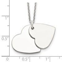 Sterling Silver Polished Engravable 18mm Double Heart 18 Inch Necklace view 3