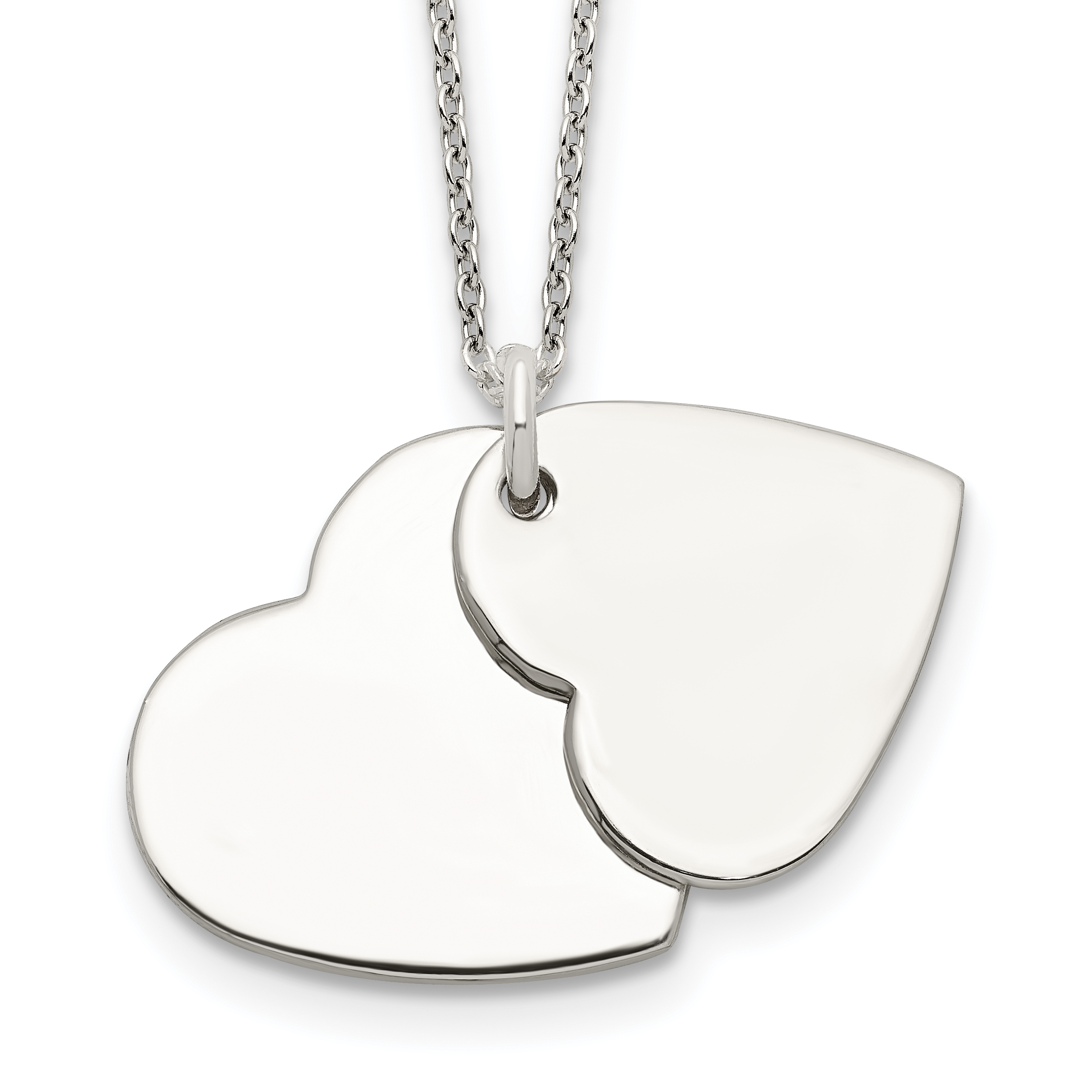 Sterling Silver Polished Double Heart Necklace (QG2902-18)
