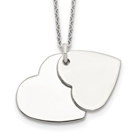 Sterling Silver Polished Engravable 18mm Double Heart 18 Inch Necklace view 1