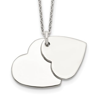 Sterling Silver Polished Double Heart Necklace