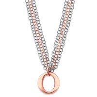 Sterling Silver & Rose Vermeil Multi-Strand Necklace with Circles view 1