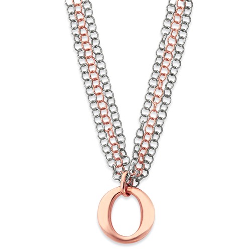 Sterling Silver & Rose Vermeil Multi-Strand Necklace with Circles