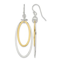 Sterling Silver and Vermeil Polished Oval Drop Y-Necklace and Shepherd Hook Earring Set, 18" view 2