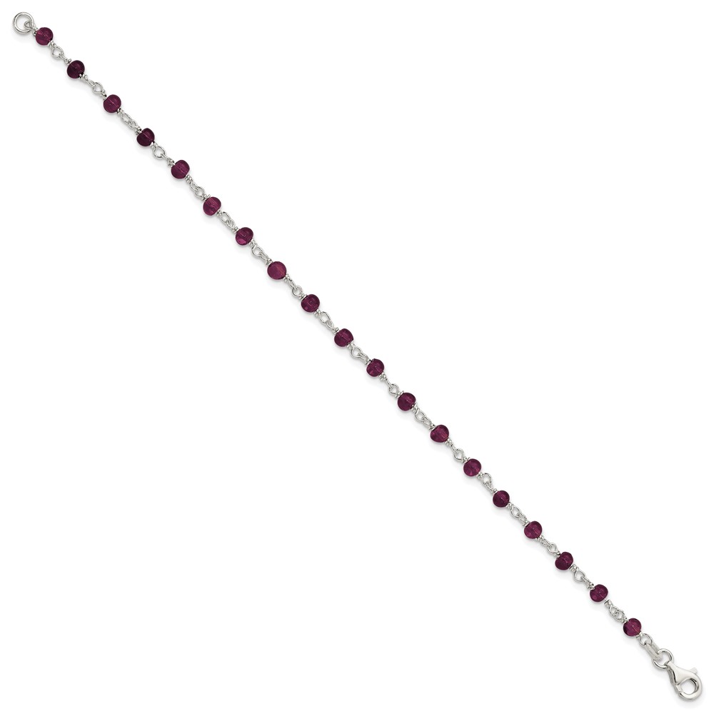 Sterling Silver Dark Red CZ Polished Bracelet (QG2991-7.25)