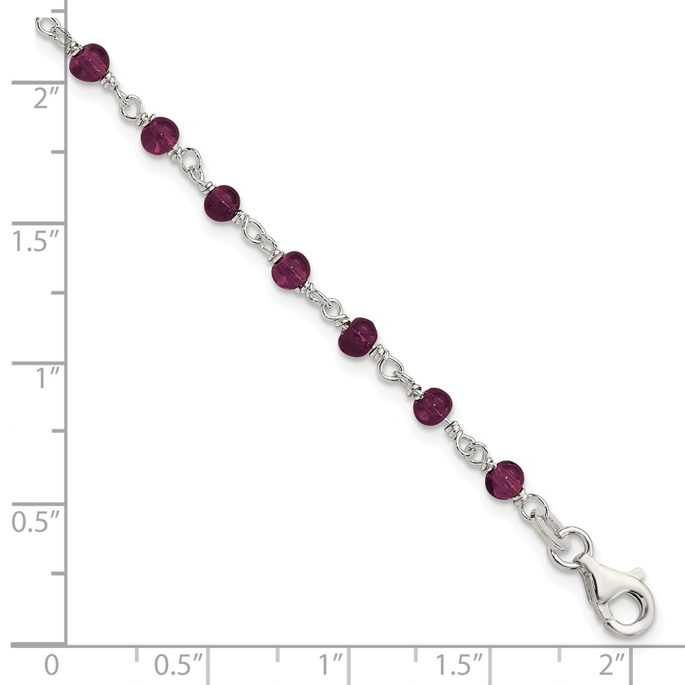 Sterling Silver Dark Red CZ Polished Bracelet (QG2991-7.25)