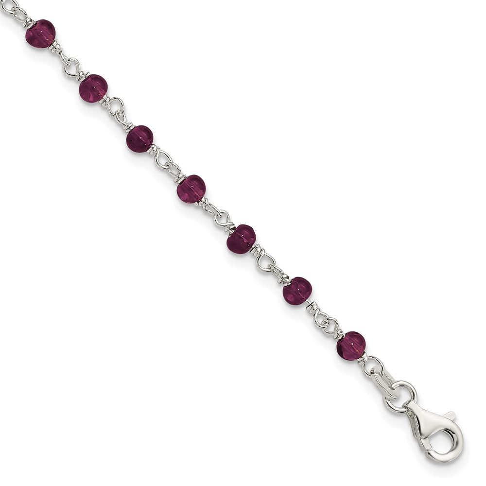 Sterling Silver Dark Red CZ Polished Bracelet (QG2991-7.25)