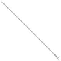 Sterling Silver Polished Fancy Beaded Bracelet, 7.5" view 2