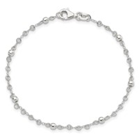 Sterling Silver Polished Fancy Beaded Bracelet, 7.5" view 3