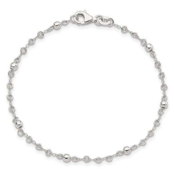 Sterling Silver Polished Fancy Bead Bracelet