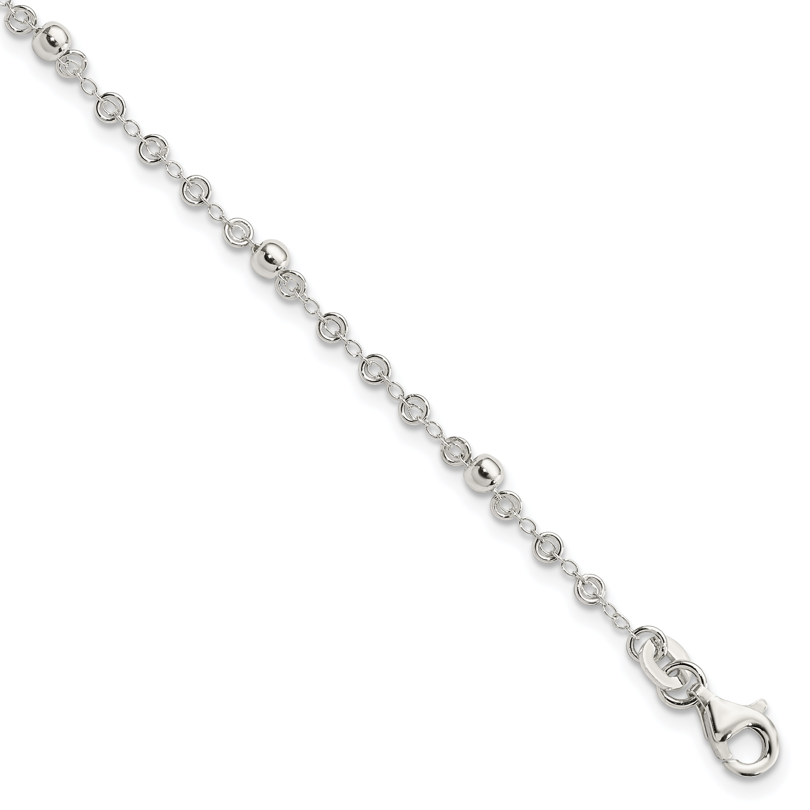 Sterling Silver Polished Fancy Bead Bracelet (QG2992-7.5)