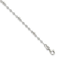 Sterling Silver Polished Fancy Beaded Bracelet, 7.5" view 1