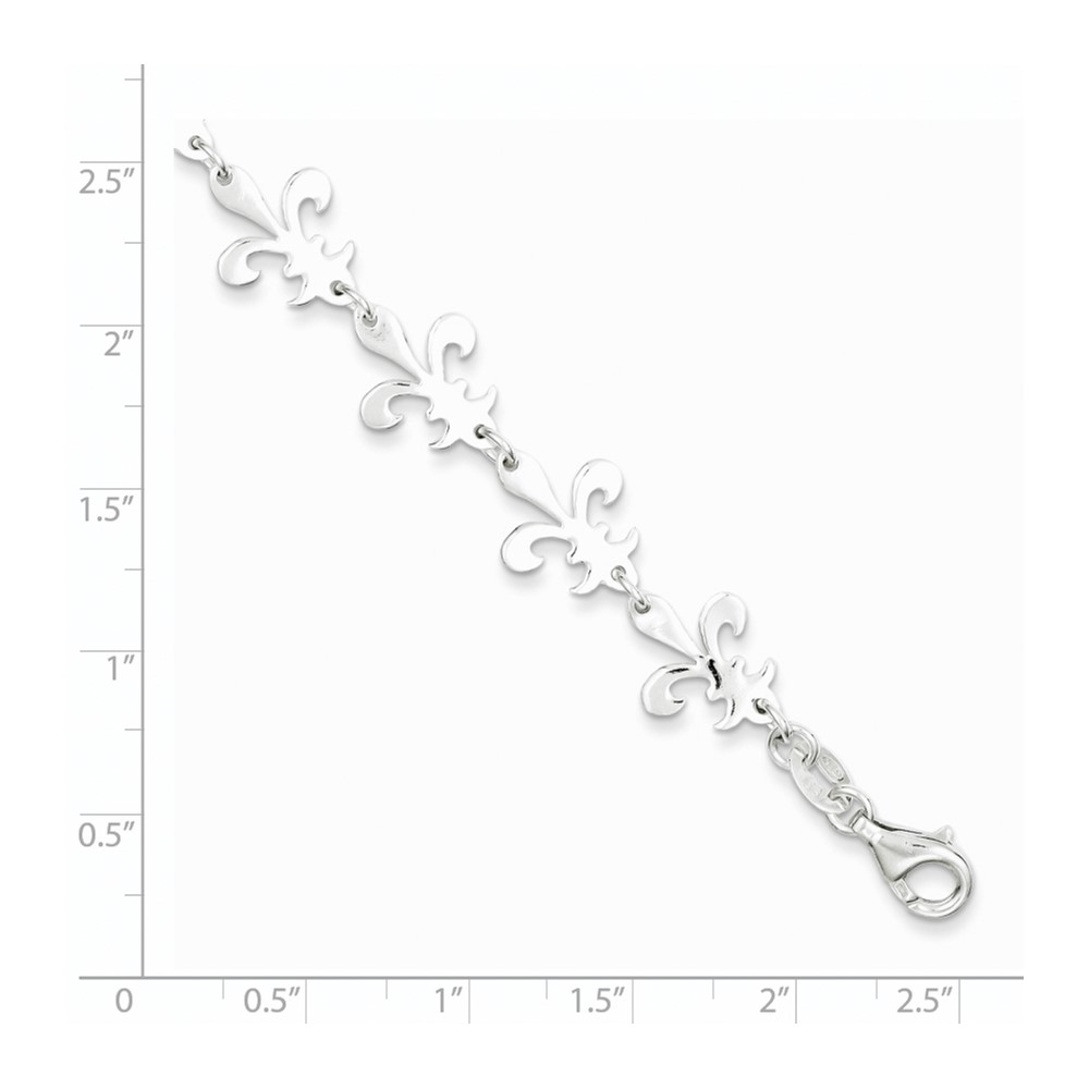 Sterling Silver Polished Fleur De Lis Bracelet (QG3004-7.5)