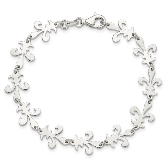 Sterling Silver Polished Fleur De Lis Bracelet