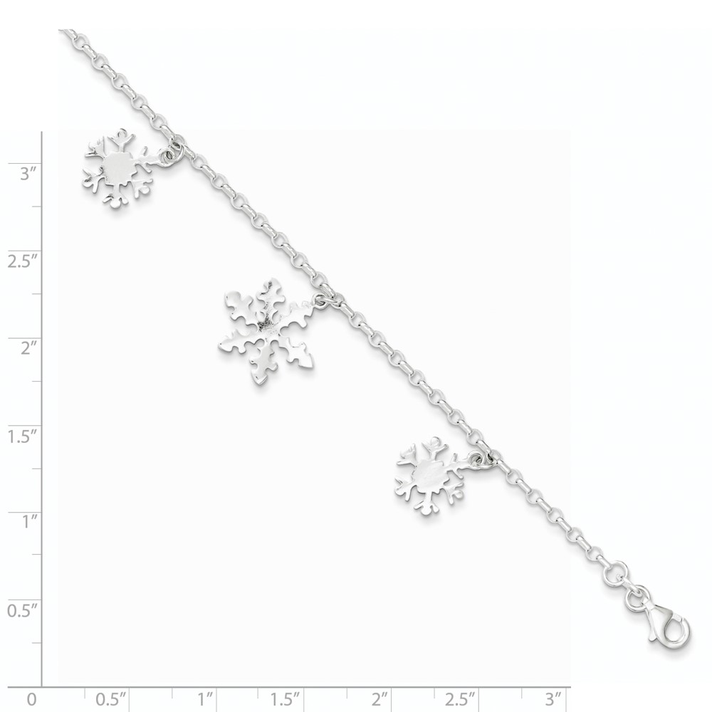 Sterling Silver Diamond-Cut Snowflake Bracelet (QG3006-7.5)