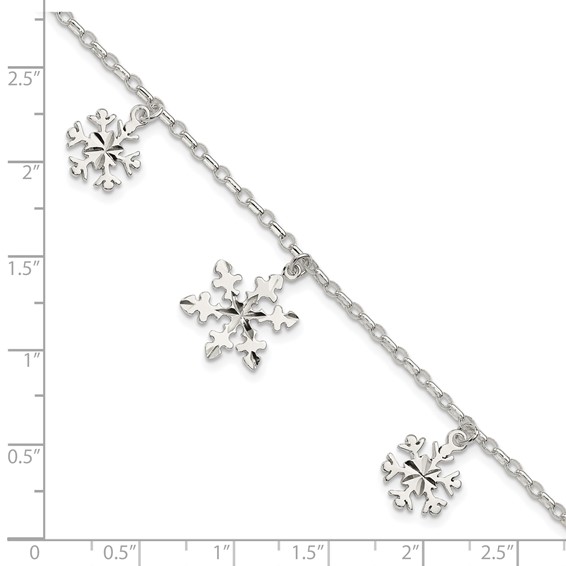 Sterling Silver Diamond-Cut Snowflake Bracelet