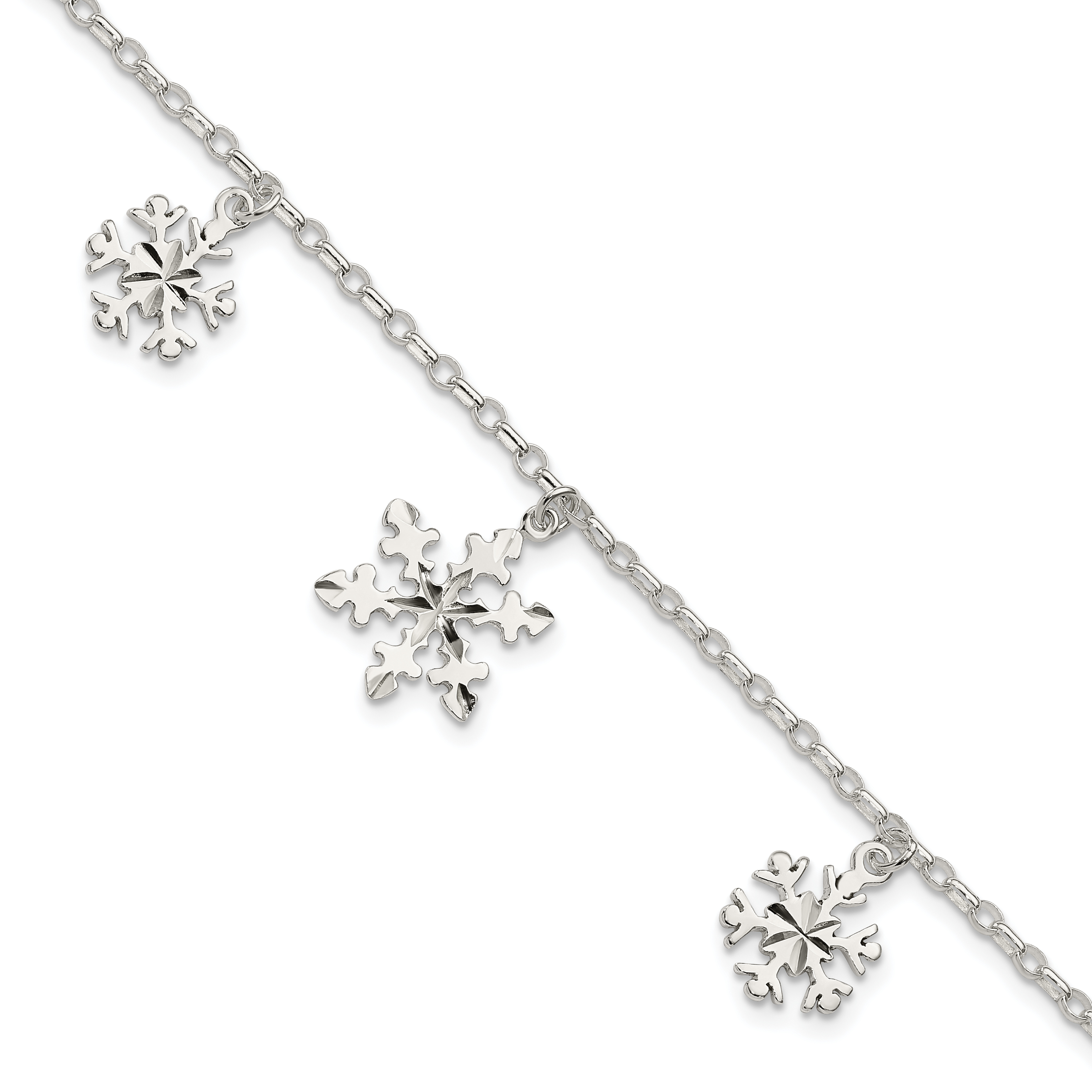 Sterling Silver Diamond-Cut Snowflake Bracelet (QG3006-7.5)