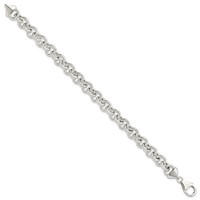 Sterling Silver Polished 9mm Fancy Rolo Link Bracelet, 7.75" view 2