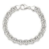 Sterling Silver Polished 9mm Fancy Rolo Link Bracelet, 7.75" view 3