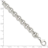 Sterling Silver Polished 9mm Fancy Rolo Link Bracelet, 7.75" view 4