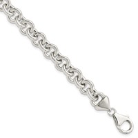 Sterling Silver Polished 9mm Fancy Rolo Link Bracelet, 7.75" view 1