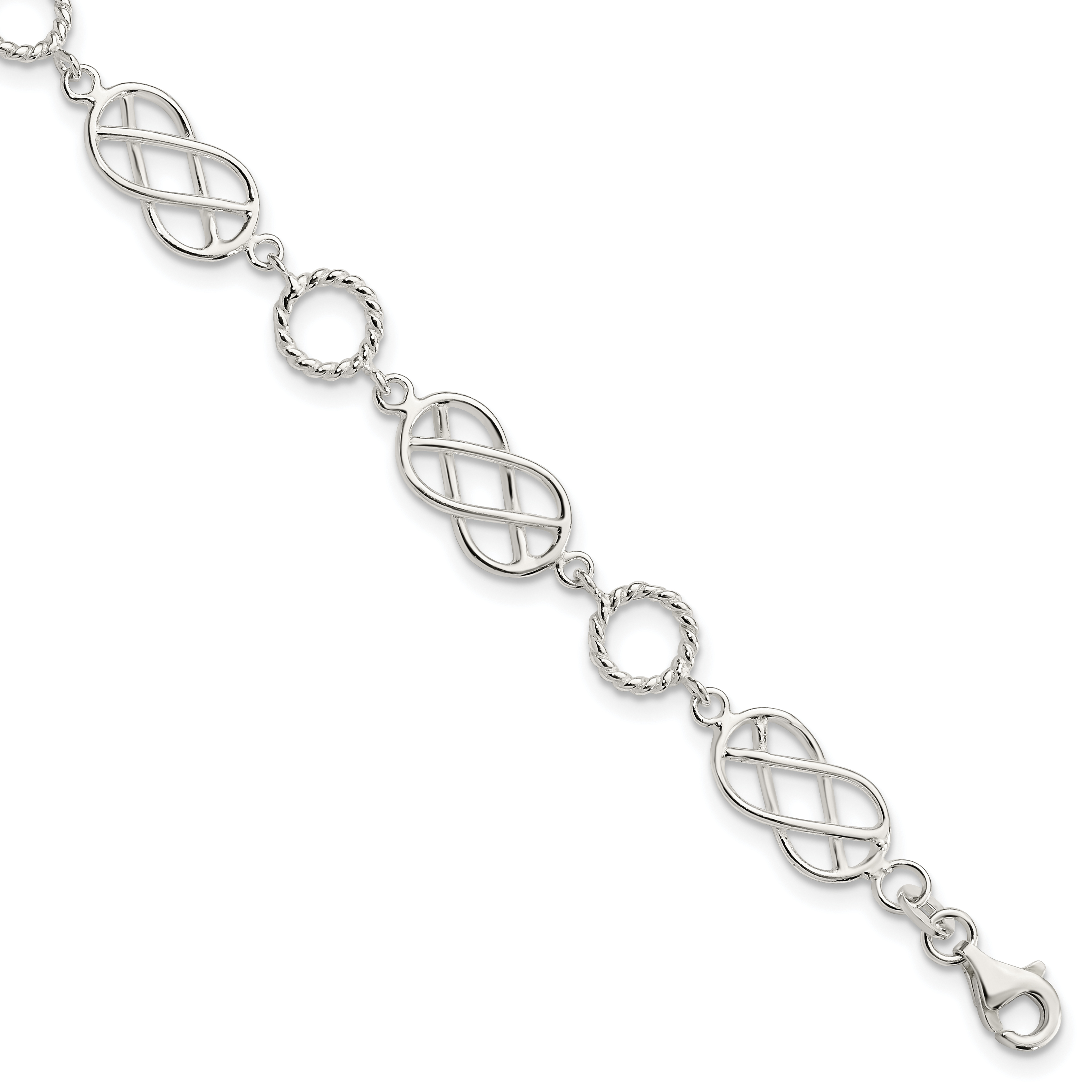 Sterling Silver Pretzel Circle Bracelet (QG3026-7.25)