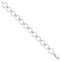 Sterling Silver Polished 13mm Circle Link Bracelet, 7.5" view 2