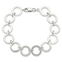Sterling Silver Polished 13mm Circle Link Bracelet, 7.5" view 3