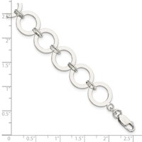 Sterling Silver Polished 13mm Circle Link Bracelet, 7.5" view 4