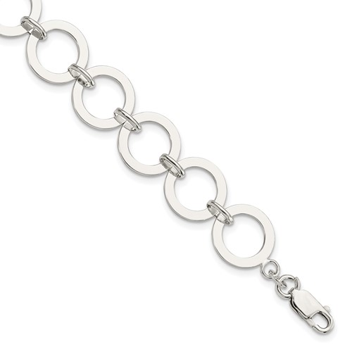 Sterling Silver Polished 13mm Circle Link Bracelet, 7.5"