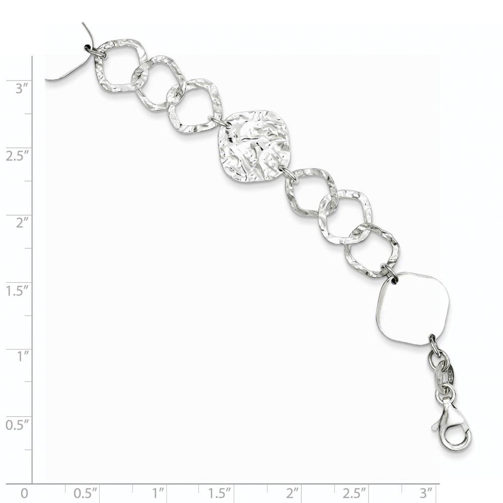 Sterling Silver Polished and Textured Fancy Link Bracelet (QG3048-7.5)