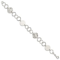 Sterling Silver Polished and Textured Fancy Link Bracelet, 7.5" view 2