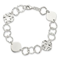 Sterling Silver Polished and Textured Fancy Link Bracelet, 7.5" view 3