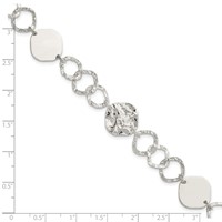Sterling Silver Polished and Textured Fancy Link Bracelet, 7.5" view 4