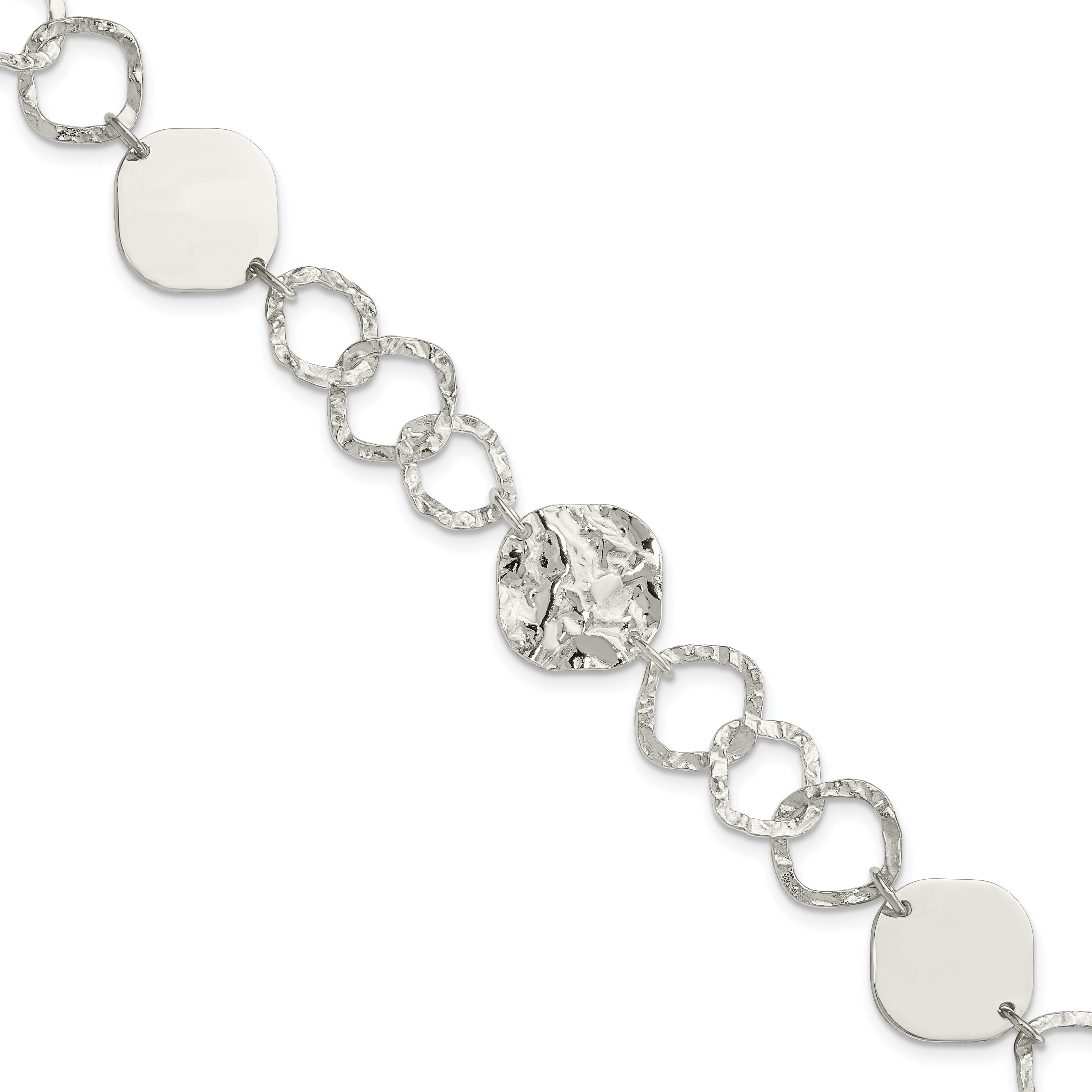 Sterling Silver Polished and Textured Fancy Link Bracelet (QG3048-7.5)
